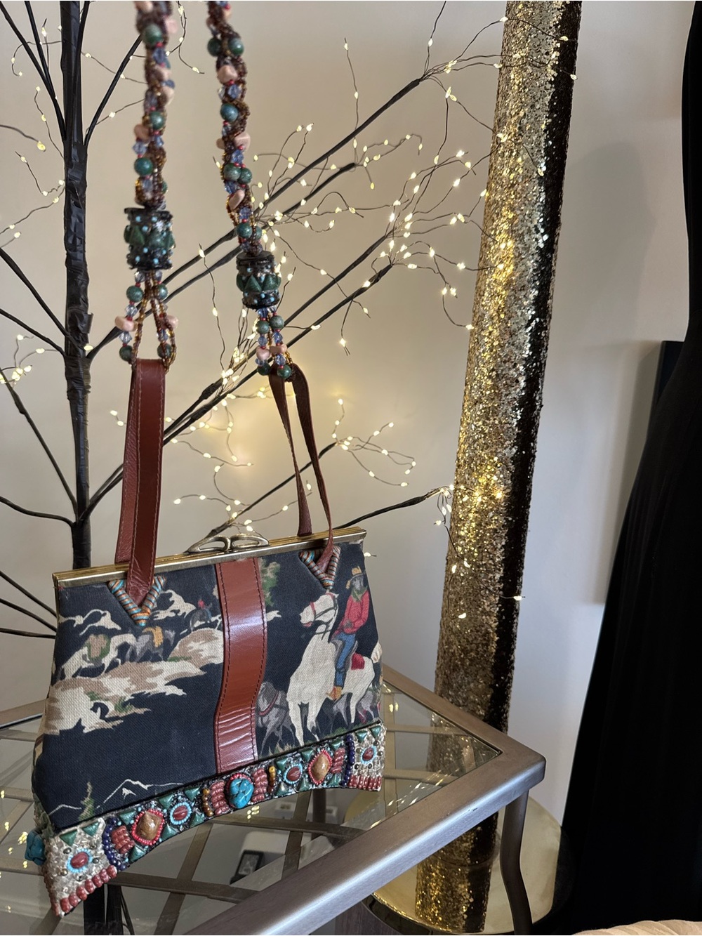 Mary Frances “HappyTrails” Western Bag with Multicolor Beaded Accents